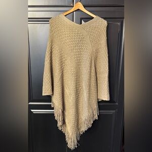 Elegant Tan Women's Sweater Poncho